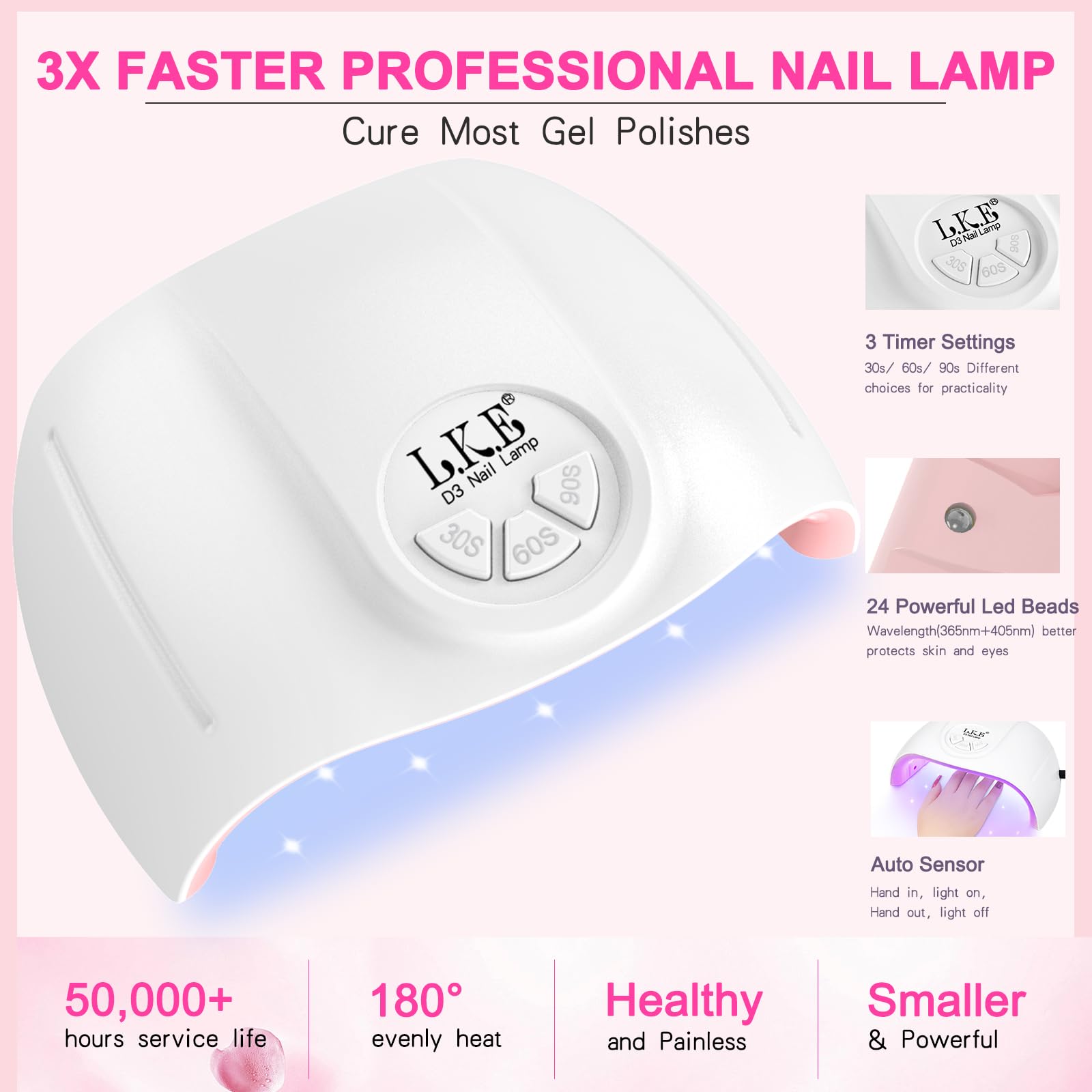 LKEE Gel Nail Polish Kit with 108W UV Lamp – 65-Piece All-in-One Gel Nail Set for DIY Nails
