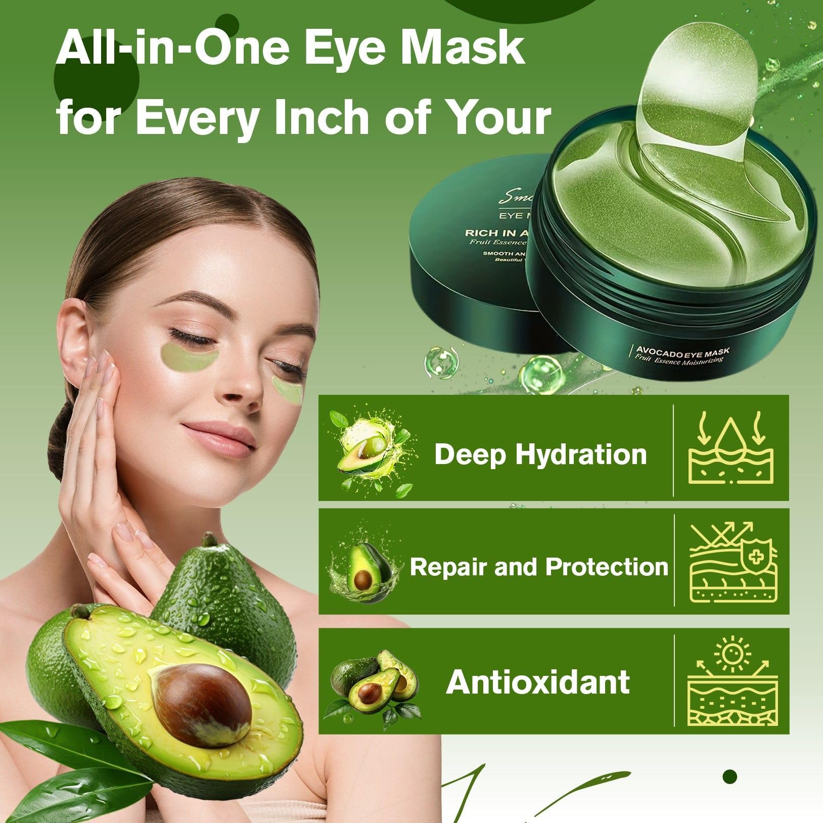 Lktvys Nourishing Avocado Eye Patches 2-Pack – Hydration, Collagen & Antioxidant Care