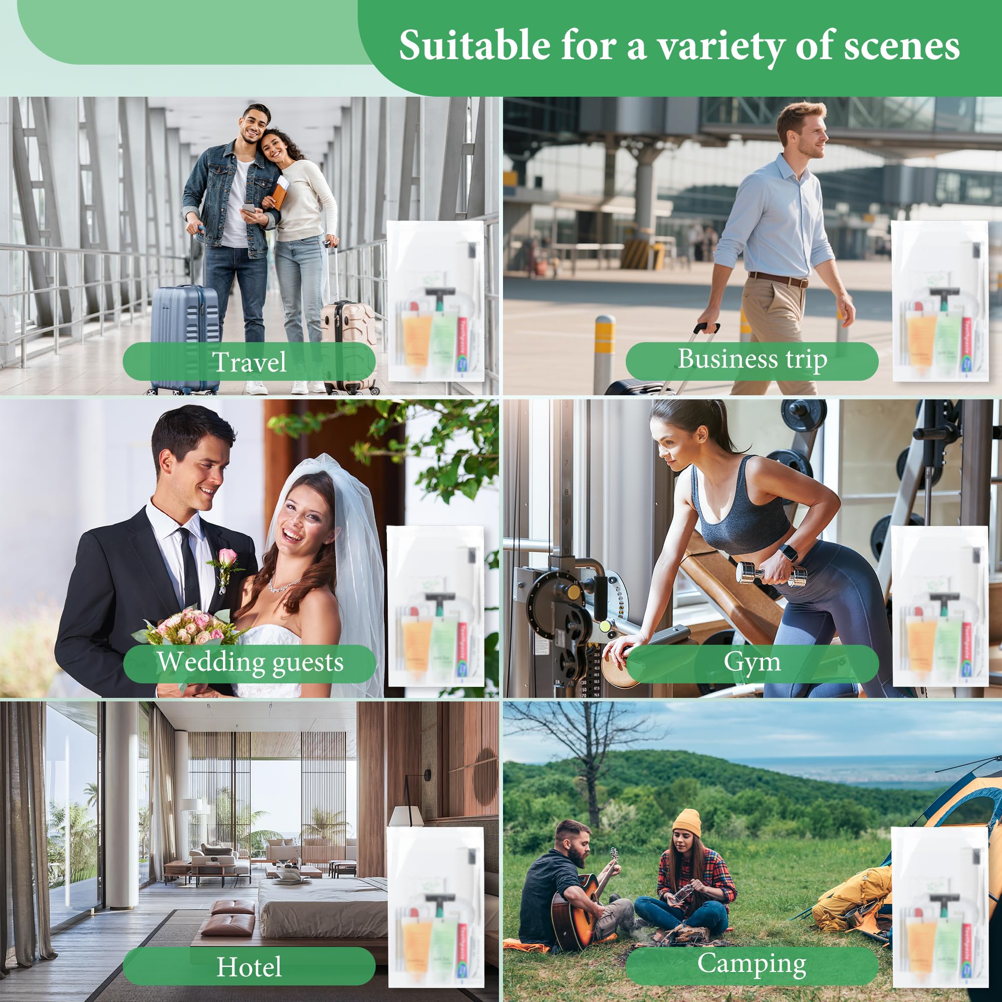 LLHQAMT Hygiene Kit Bulk – 50 Individually Packed Convenience Sets for Travel, Hotel, Camping