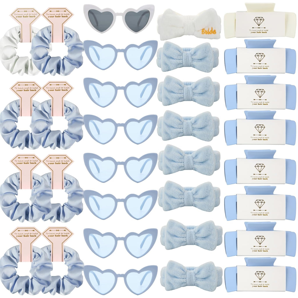 Loanzeg Bridesmaid Gift Set – Scrunchies, Hair Clips & Heart Sunglasses for Weddings & Bachelorette Parties