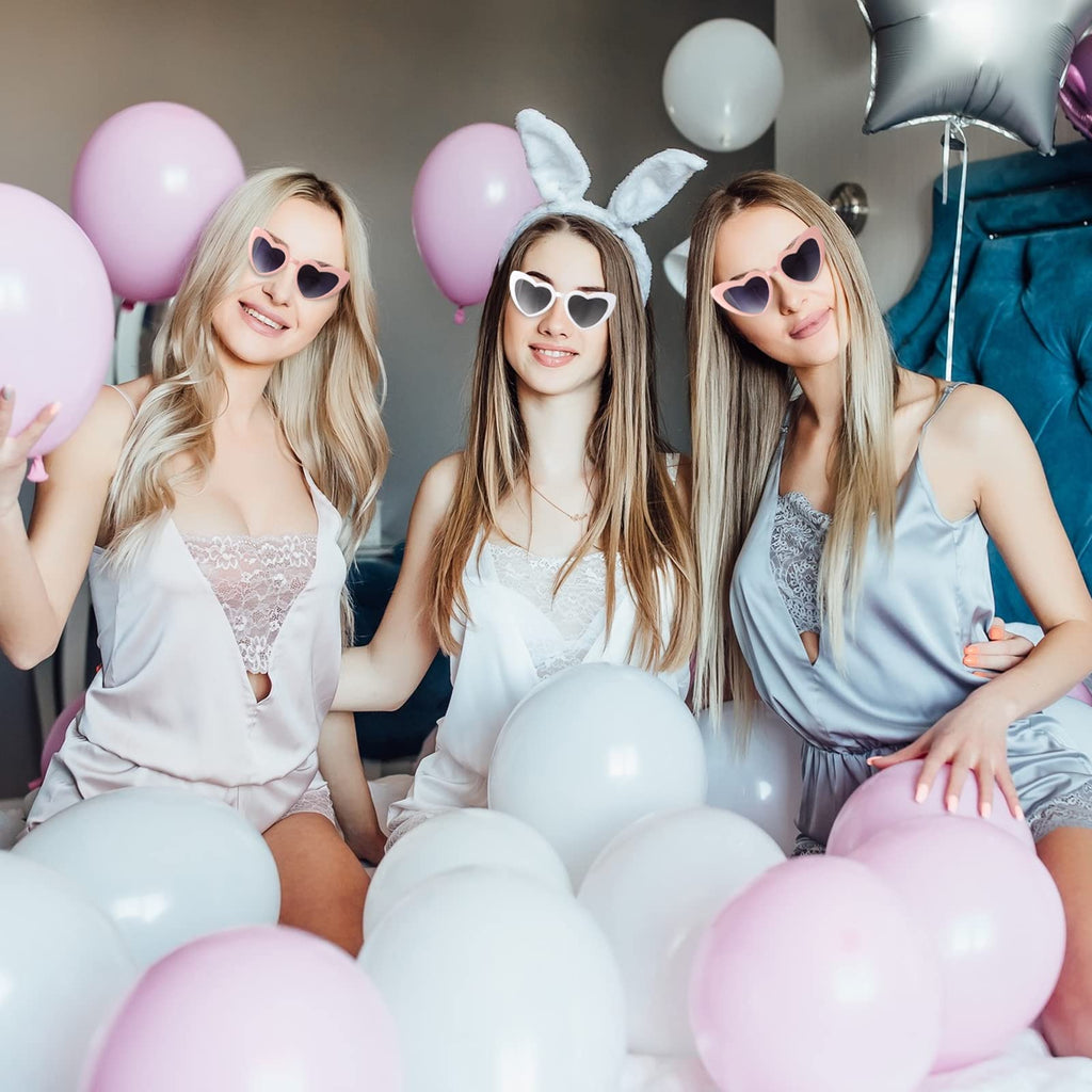 Loanzeg Bridesmaid Gift Set – Scrunchies, Hair Clips & Heart Sunglasses for Weddings & Bachelorette Parties