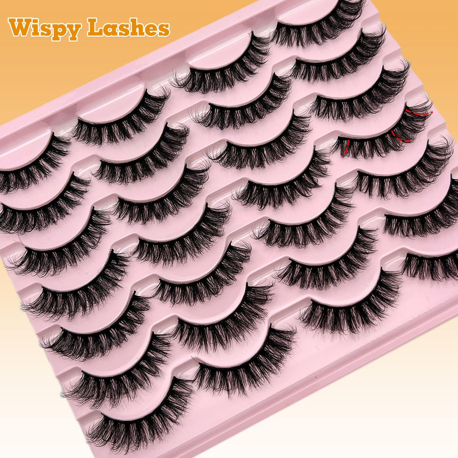 loladook False Lashes – Natural Look Wispy Short 16mm D-Curl, 14 Pairs