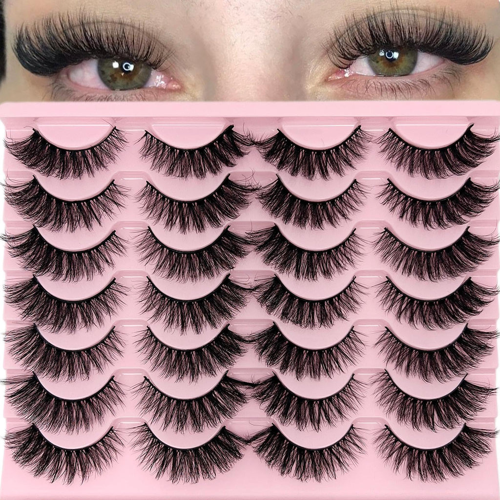 loladook Cat Eye Lashes Fluffy Wispy 3-18mm | Faux Mink, C Curl, 14 Pairs