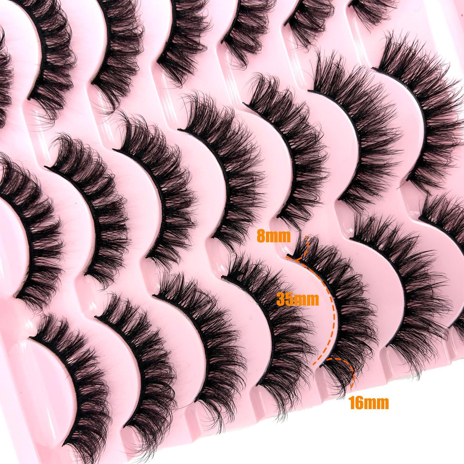loladook False Lashes – Natural Look Wispy Short 16mm D-Curl, 14 Pairs