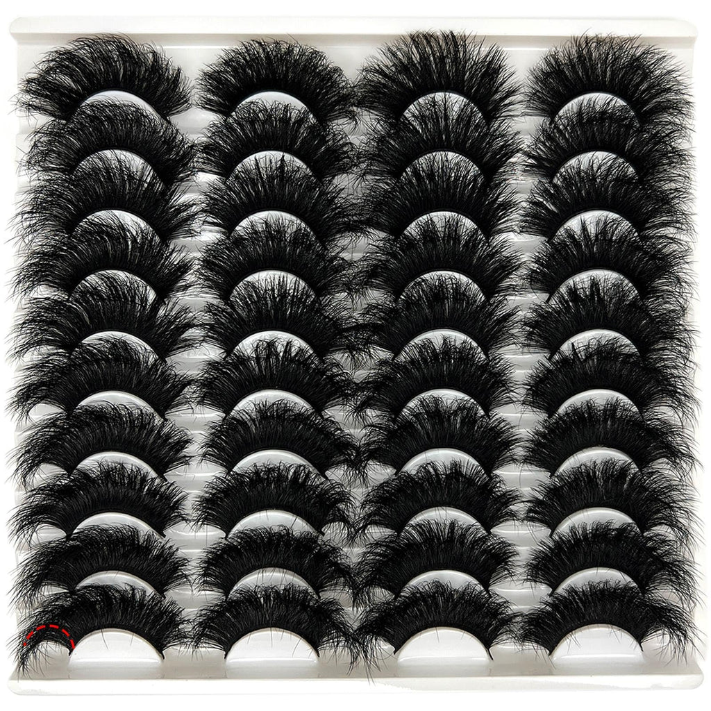 loladook Mink Lashes Fluffy 3D Volume - Dramatic 25mm Cat Eye Full Strip Lashes