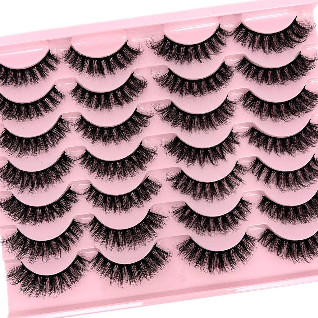 loladook False Lashes – Natural Look Wispy Short 16mm D-Curl, 14 Pairs
