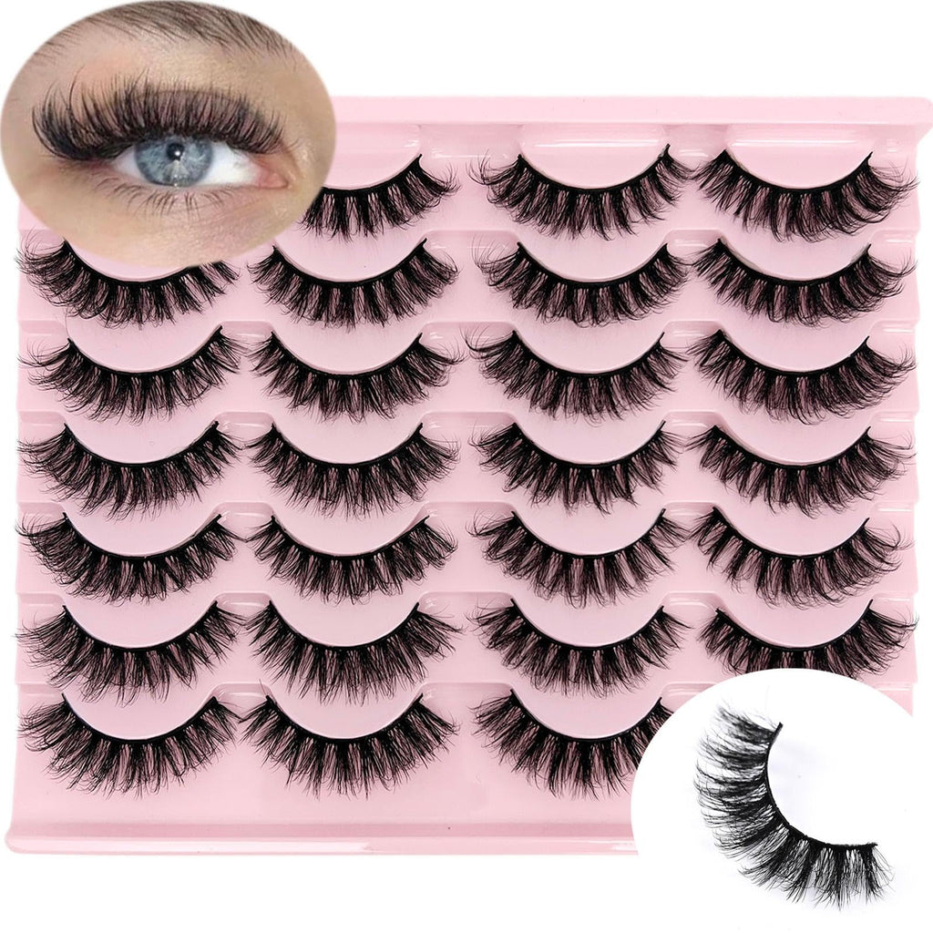 loladook False Lashes – Natural Look Wispy Short 16mm D-Curl, 14 Pairs