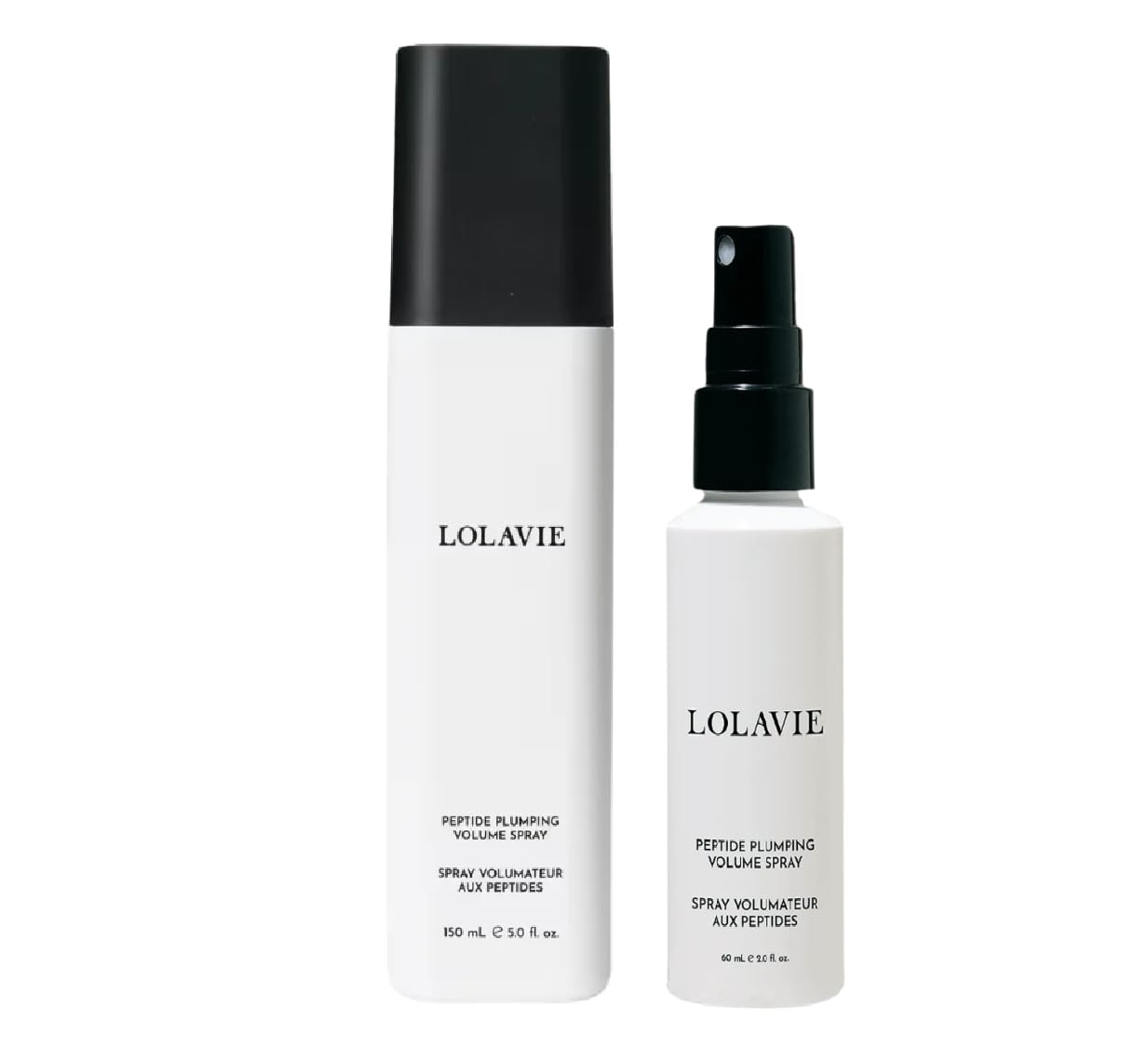 LolaVie Peptide Plumping Volume Spray Duo – Full Size 5 oz & Travel Size 2 oz