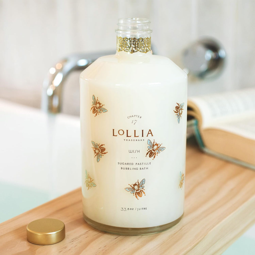 LOLLIA Wish Bubble Bath – Luxury Hydrating Bath Soap with Vanilla Bean, Rice Flower, Jasmine Leaves & Sugar Cane
