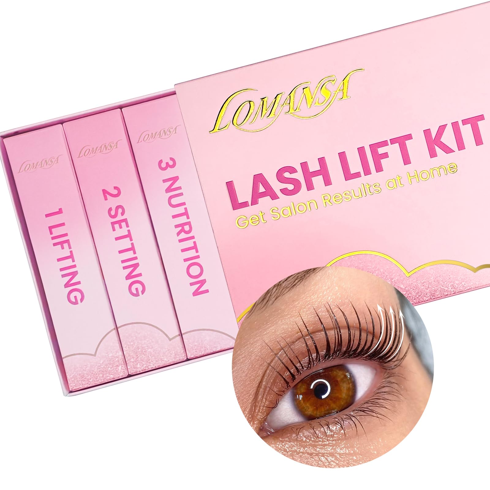 Lomansa Lash Lift Kit for Beginners — At-Home DIY Eyelash Perm with Open Eye Pads