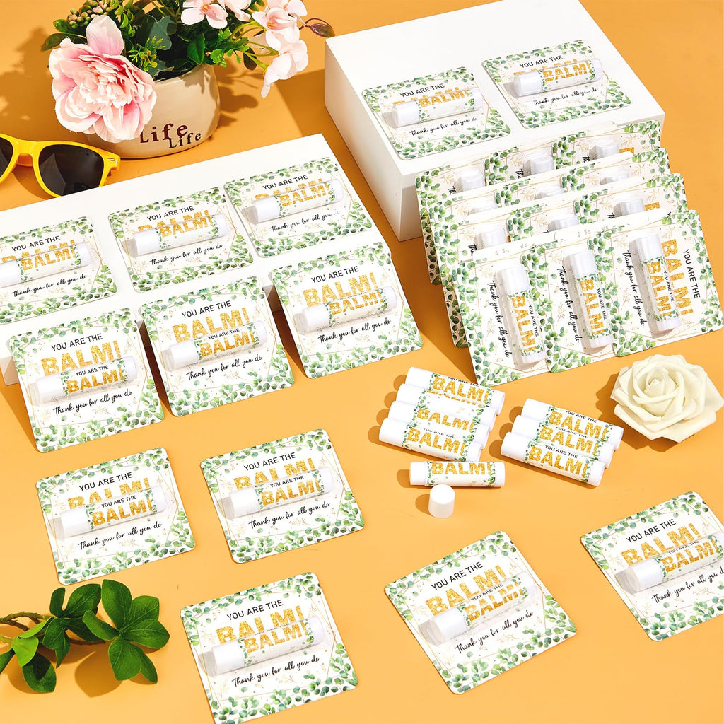 Lonfliness 50 Pack Christmas Lip Balm Gifts – You Are The Balm, Eucalyptus Leaves