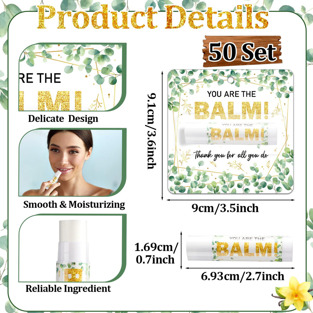 Lonfliness 50 Pack Christmas Lip Balm Gifts – You Are The Balm, Eucalyptus Leaves