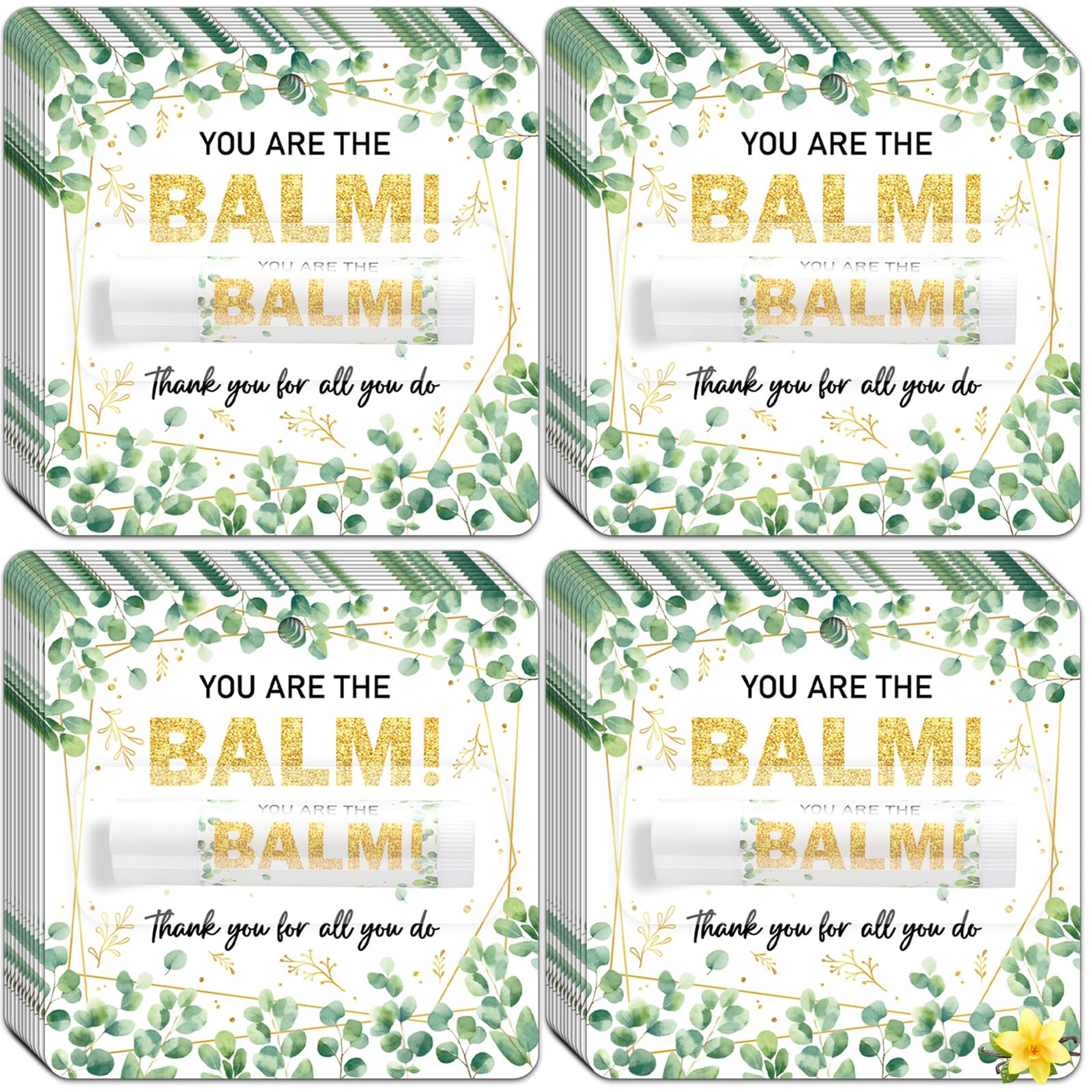 Lonfliness 50 Pack Christmas Lip Balm Gifts – You Are The Balm, Eucalyptus Leaves