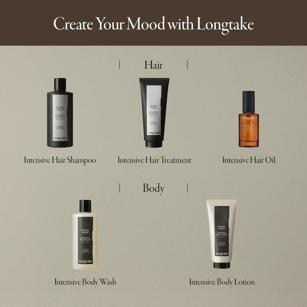 LONGTAKE Sandalwood Intensive Hair Oil 40ml – Heat Protection, Anti-Frizz, Split End Repair | All Hair Types