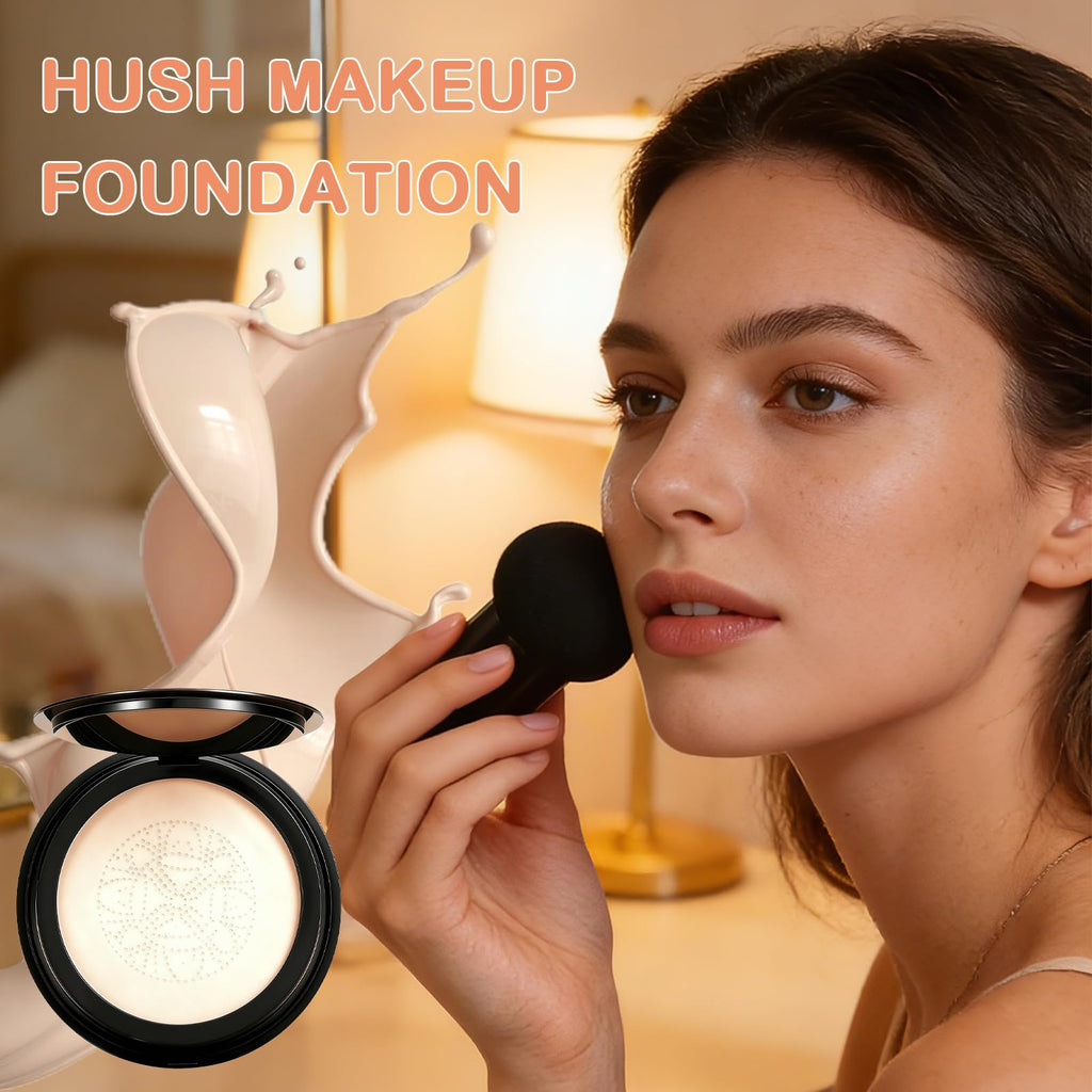Loobexery Hush Foundation for Mature Skin — Warm Tone Hydrating Cushion CC/BB with Full Coverage