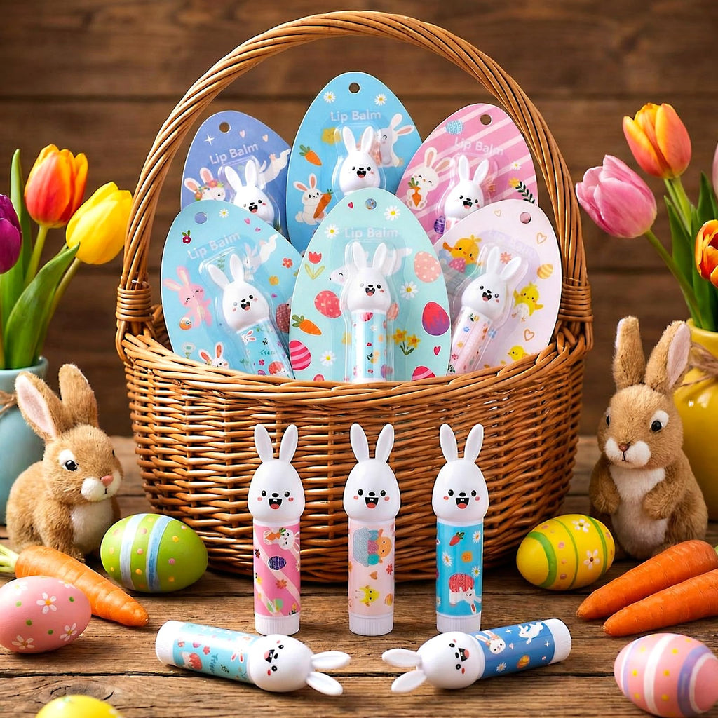 Loopeer 48 Pcs Easter Bunny Beeswax Lip Balm – 0.18 oz Bulk Gift Set for Spring