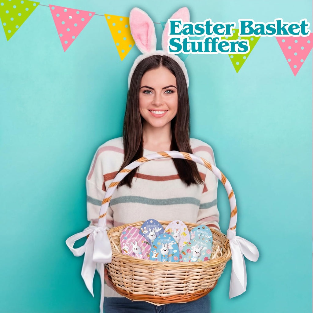 Loopeer 48 Pcs Easter Bunny Beeswax Lip Balm – 0.18 oz Bulk Gift Set for Spring