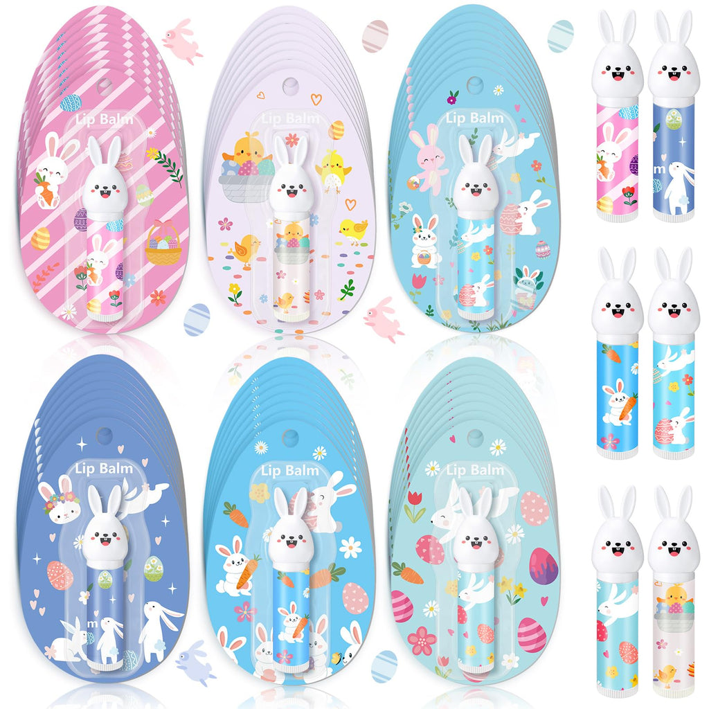 Loopeer 48 Pcs Easter Bunny Beeswax Lip Balm – 0.18 oz Bulk Gift Set for Spring