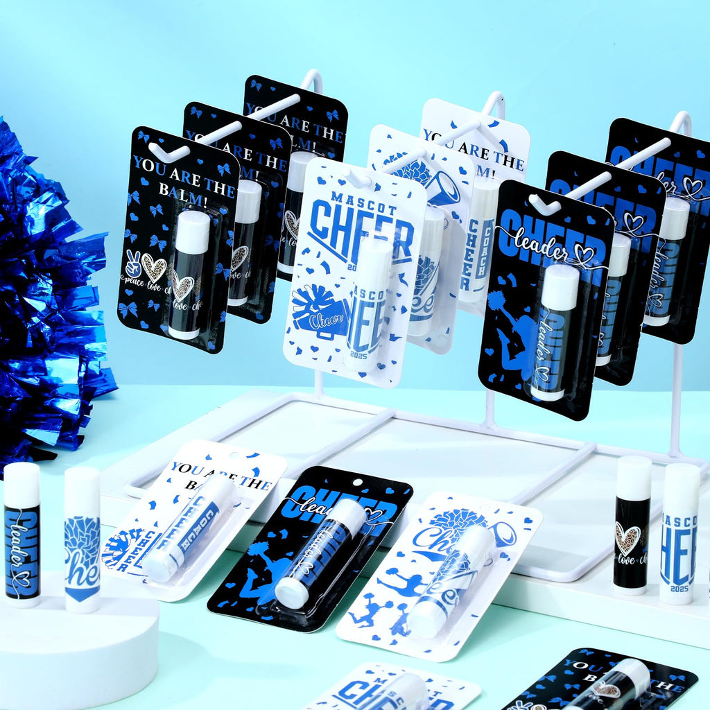 Loopeer 30 Pcs Blue Cheers Lip Balm Set — Bulk Gifts for Cheerleaders