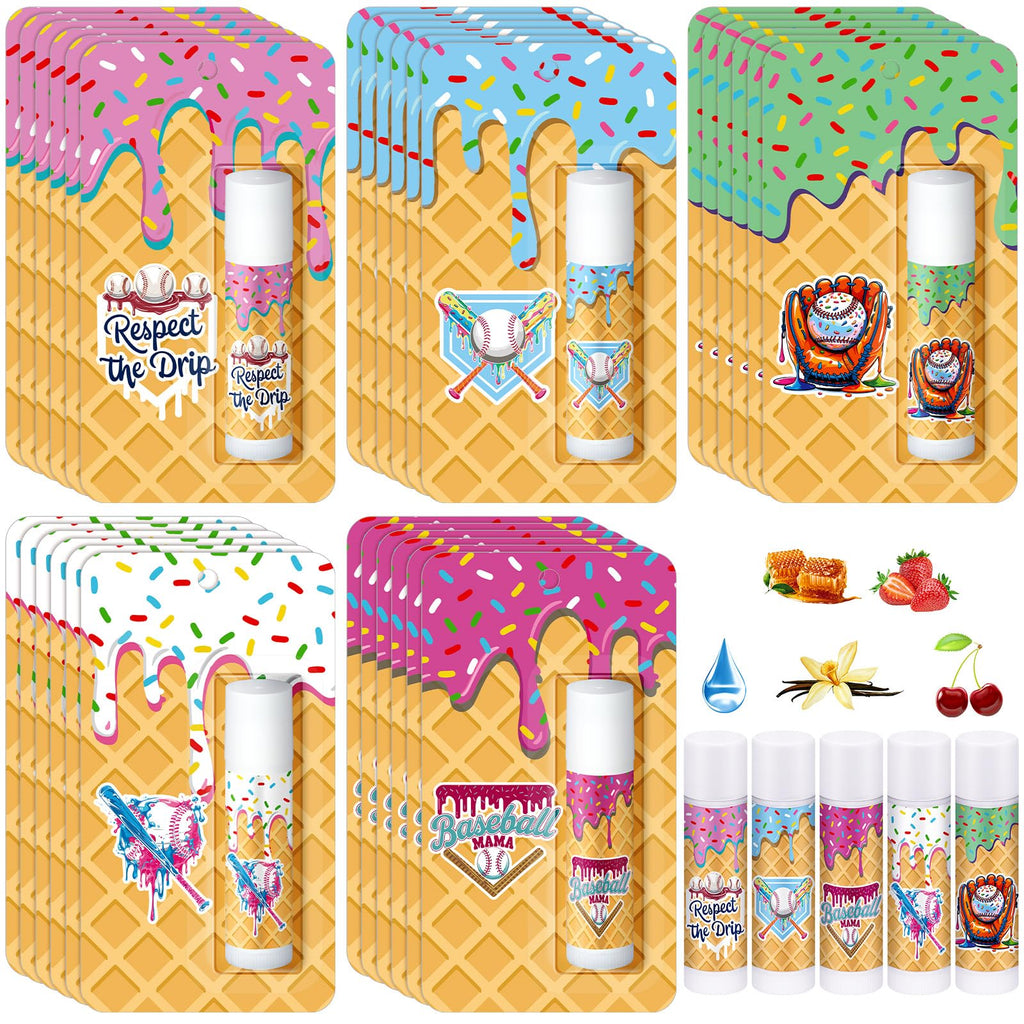 Loopeer 30-Piece Valentine Ice Cream Drip Baseball Lip Balms – Team Gifts & Party Favors