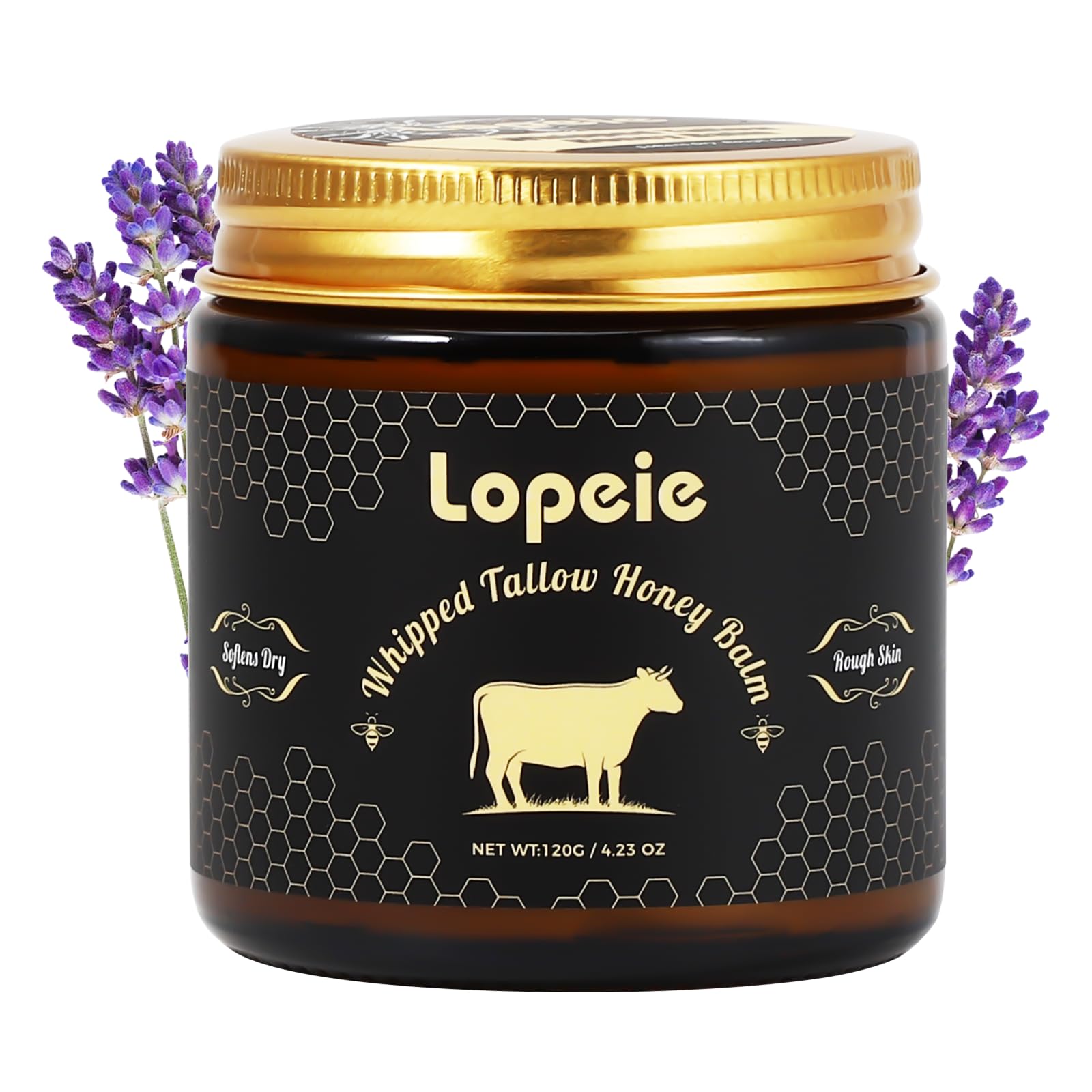 Lopeie Upgraded Organic Tallow Balm | Whipped Beef Tallow with Honey & Lavender for Dry, Sensitive Skin
