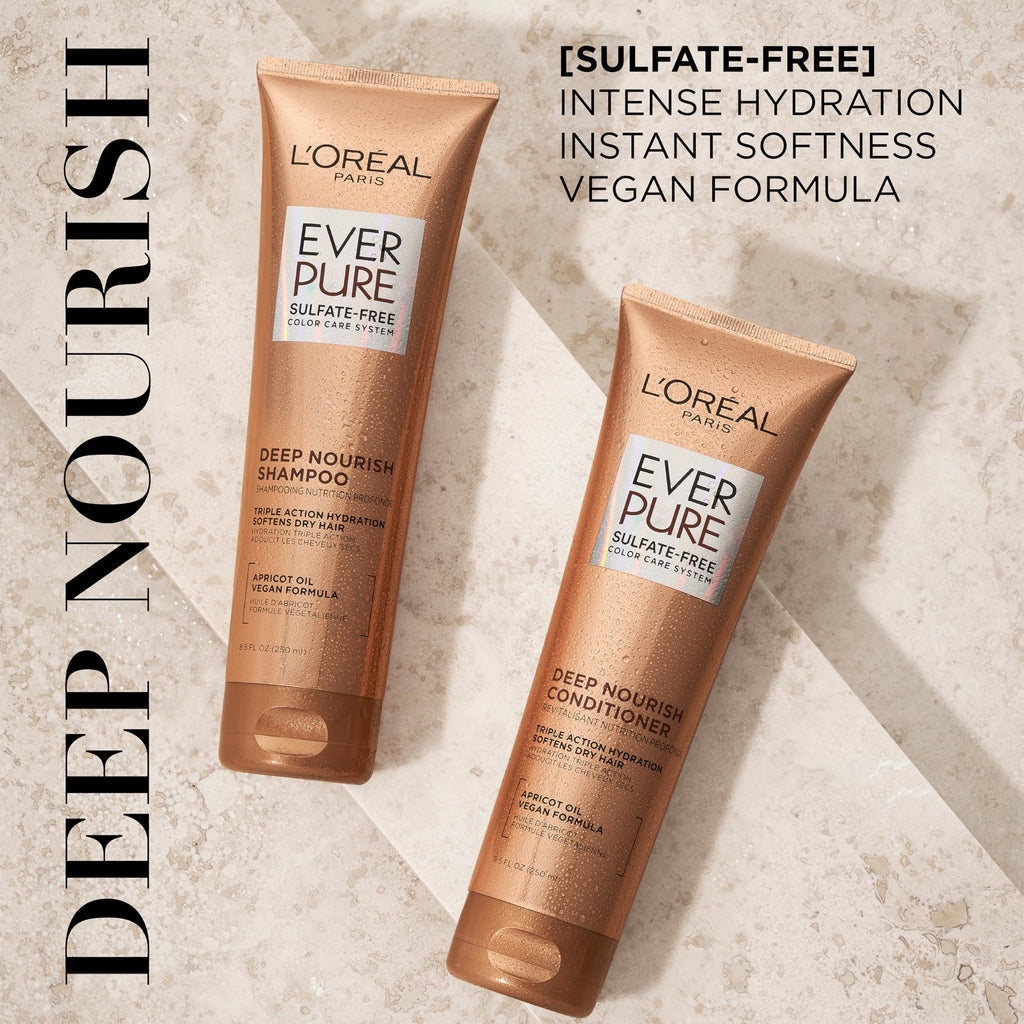 L'Oreal Paris EverPure Deep Nourish Sulfate Free Shampoo & Conditioner for Dry & Color-Treated Hair