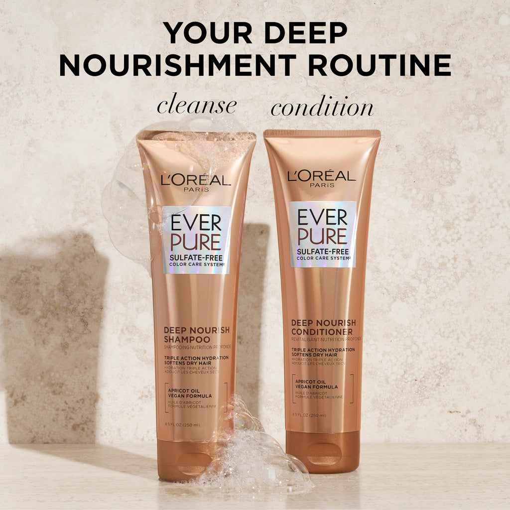 L'Oreal Paris EverPure Deep Nourish Sulfate Free Shampoo & Conditioner for Dry & Color-Treated Hair