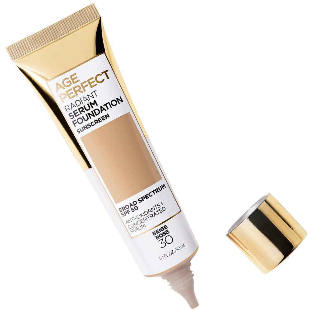 L'Oreal Paris Age Perfect Radiant Serum Foundation SPF 50 – Beige Rose, 1 fl oz