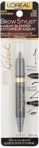 L'Oreal Paris Brow Stylist Kabuki Blender Brow Crayon, Blonde, 0.05 oz