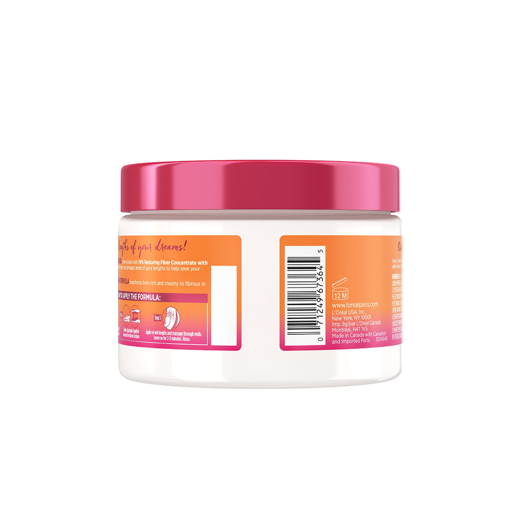 L'Oreal Paris Elvive Dream Lengths Savior Fiber Hair Mask – Collagen Peptides, 3-Minute Treatment, 12 oz