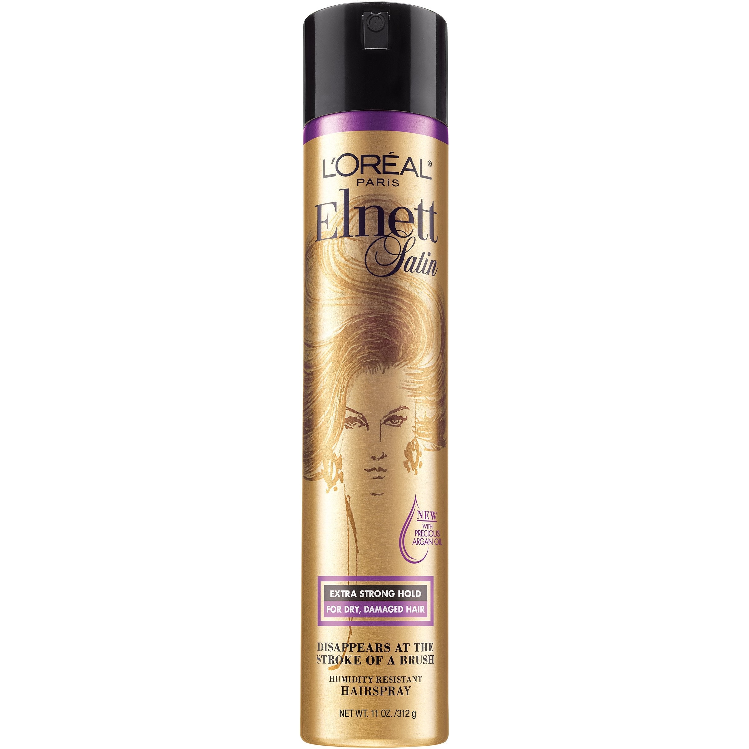 L'Oreal Paris Elnett Satin Precious Oils Hairspray 11 oz – Brushable Hold, Shine & Humidity Protection