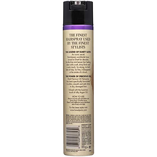L'Oreal Paris Elnett Satin Precious Oils Hairspray 11 oz – Brushable Hold, Shine & Humidity Protection