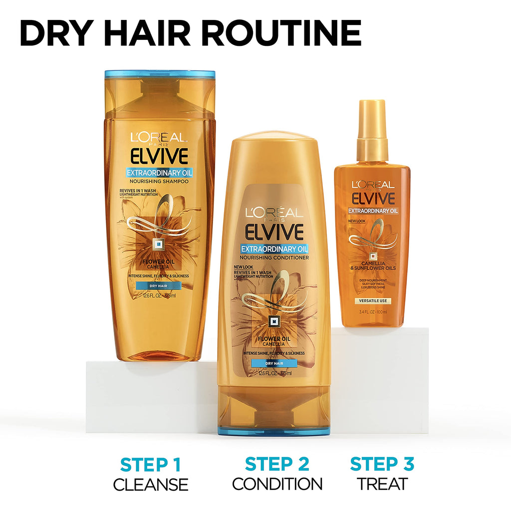 L'Oreal Paris Elvive Extraordinary Oil Shampoo – Hydration for Dry or Dull Hair, Camellia Oil, 28 fl oz