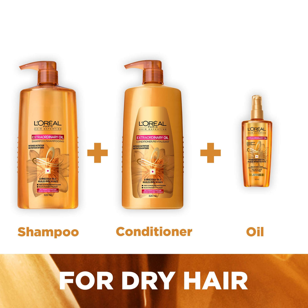 L'Oreal Paris Elvive Extraordinary Oil Shampoo – Hydration for Dry or Dull Hair, Camellia Oil, 28 fl oz