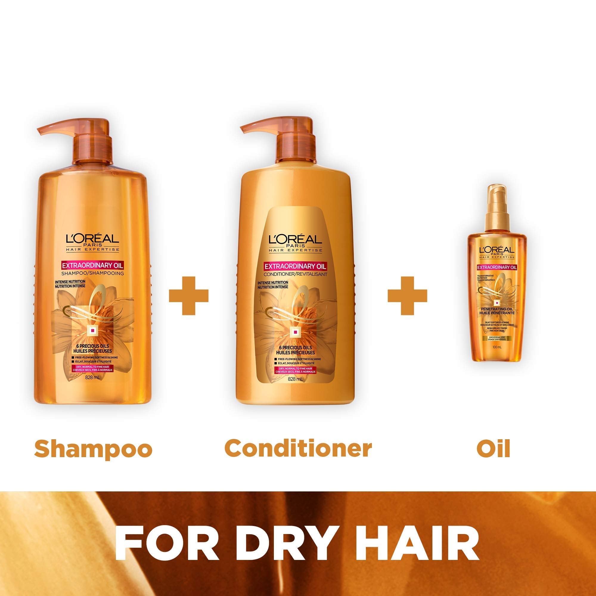 L'Oreal Paris Elvive Extraordinary Oil Shampoo – Hydration for Dry or Dull Hair, Camellia Oil, 28 fl oz