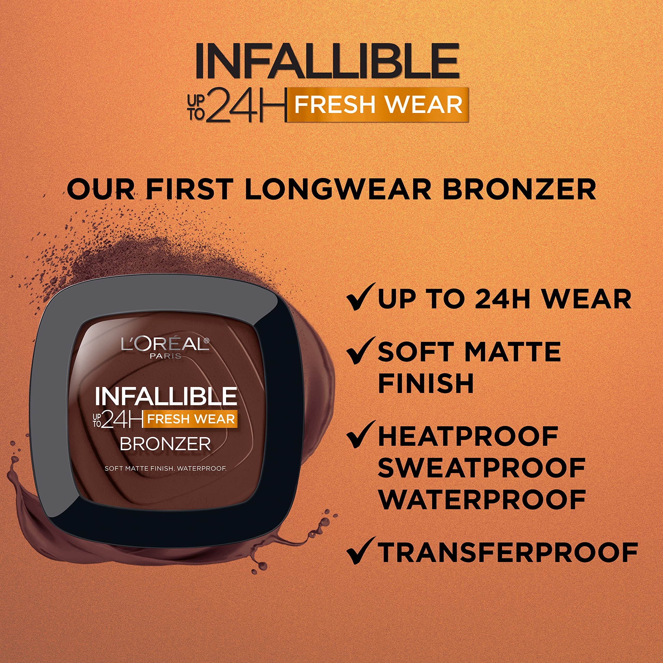 L'Oréal Paris Infallible Soft Matte Bronzer – Up to 24H Fresh Wear, Waterproof & Transfer-Proof | Medium 0.31 oz