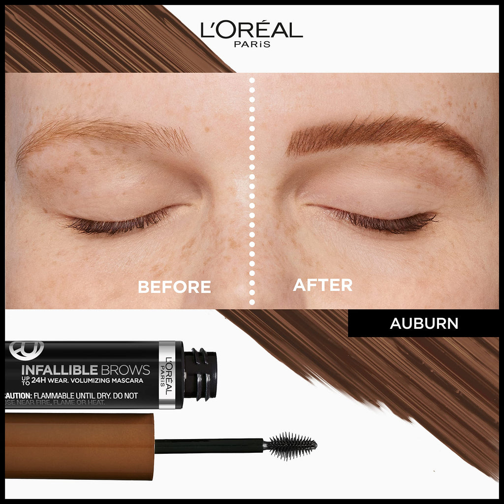 L'Oreal Paris Infallible Volumizing Brow Mascara, 6R Auburn – 24H Wear, 0.13 oz