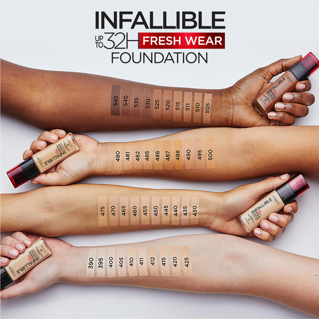 L’Oréal Paris Infallible Fresh Wear Foundation – Porcelain 405, Lightweight, Longwear, SPF 25, 1 fl oz