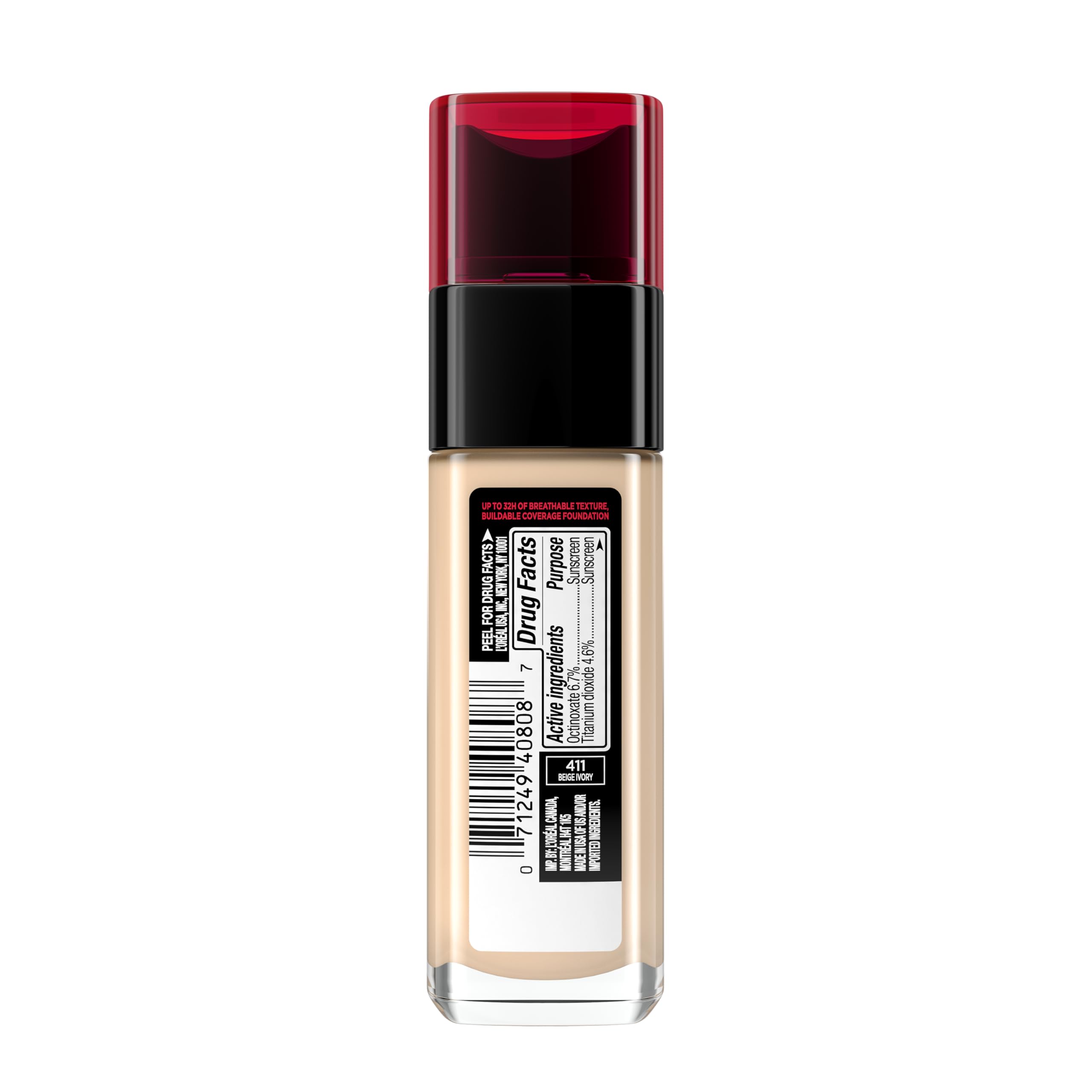 L'Oreal Paris Infallible Fresh Wear Lightweight Foundation – 411 Beige Ivory | Up to 32 Hour Wear