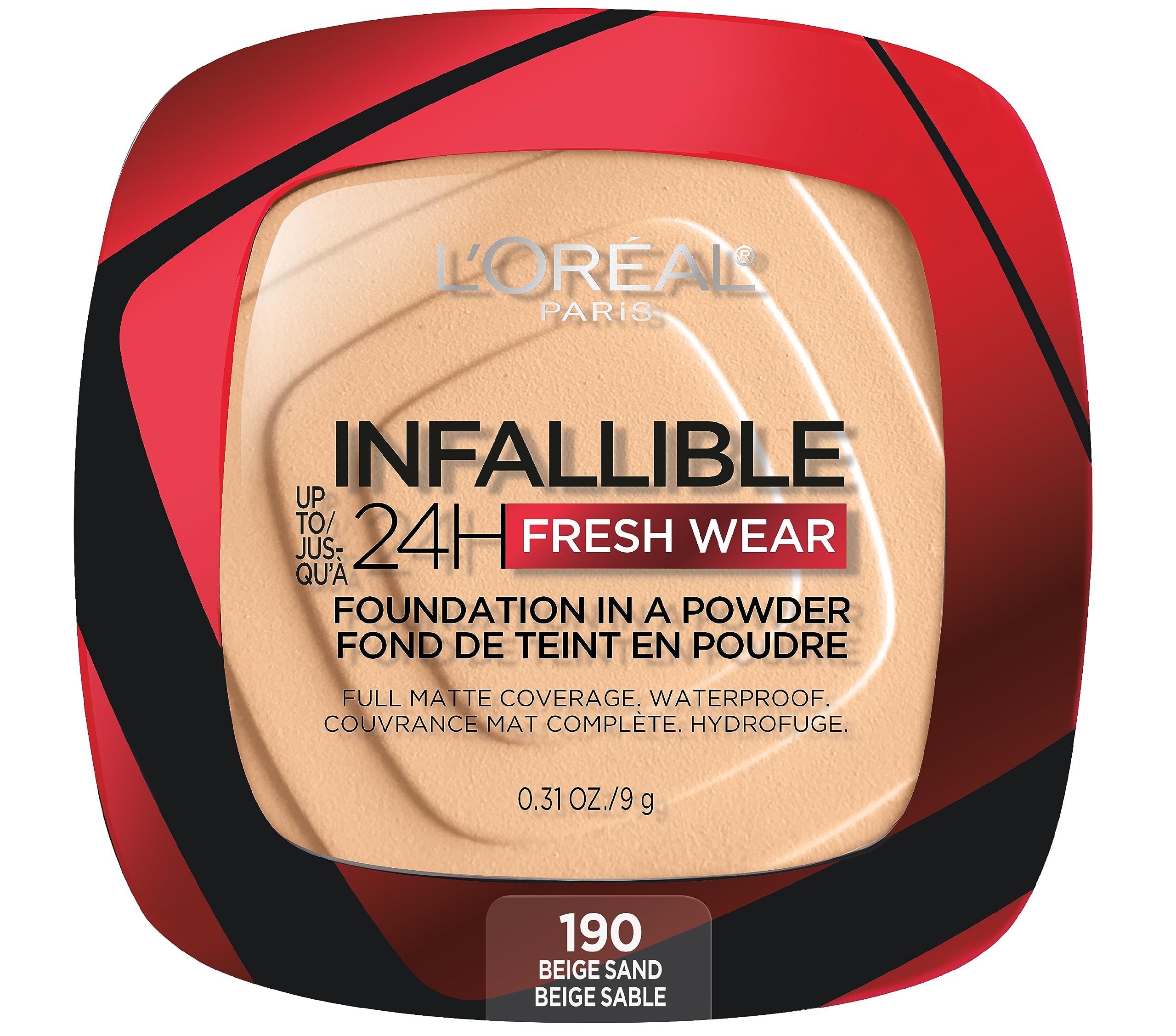 L'Oreal Paris Infallible Fresh Wear Foundation in a Powder - Up to 24H Wear, Waterproof, Beige Sand