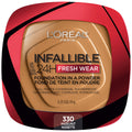 L'Oreal Paris Infallible Fresh Wear Foundation in a Powder — Up to 24H Matte, Waterproof, Hazelnut (0.31 oz)