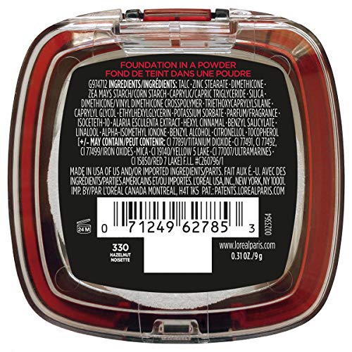 L'Oreal Paris Infallible Fresh Wear Foundation in a Powder — Up to 24H Matte, Waterproof, Hazelnut (0.31 oz)