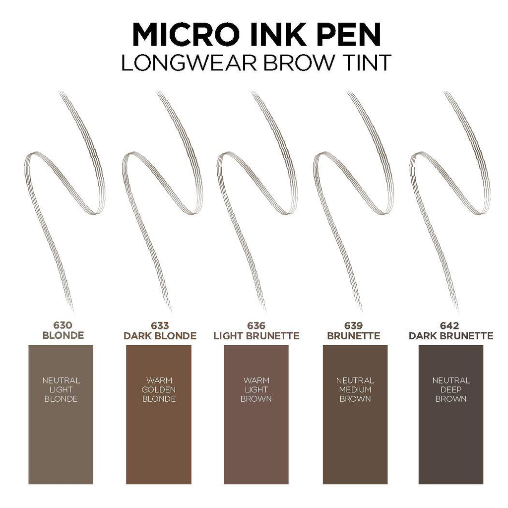 L'Oreal Paris Micro Ink Pen by Brow Stylist – Longwear Brow Tint, Hair-Like Definition (Dark Blonde)