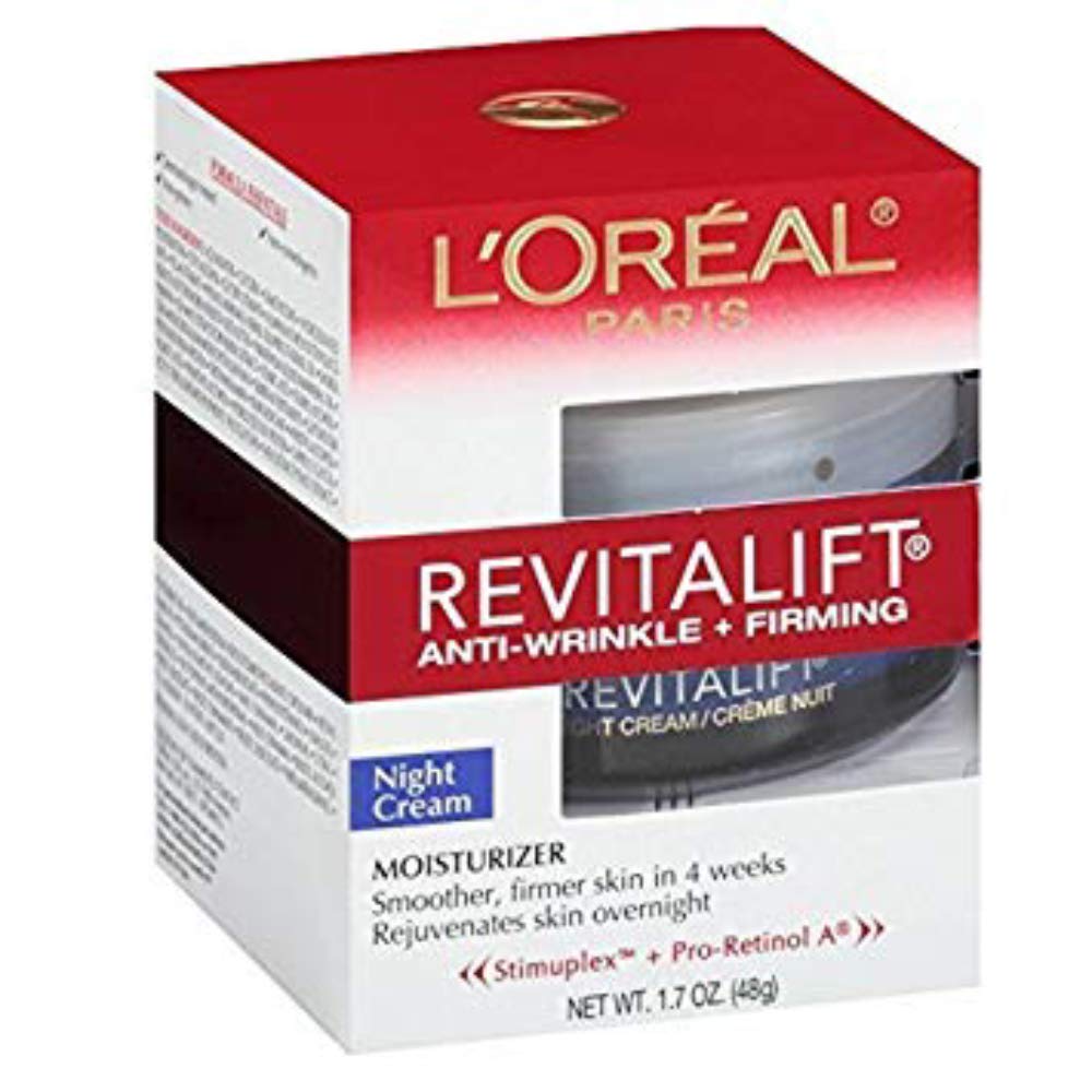 L'Oreal Paris RevitaLift Anti-Wrinkle + Firming Night Cream Moisturizer 1.7 oz – Pack of 3