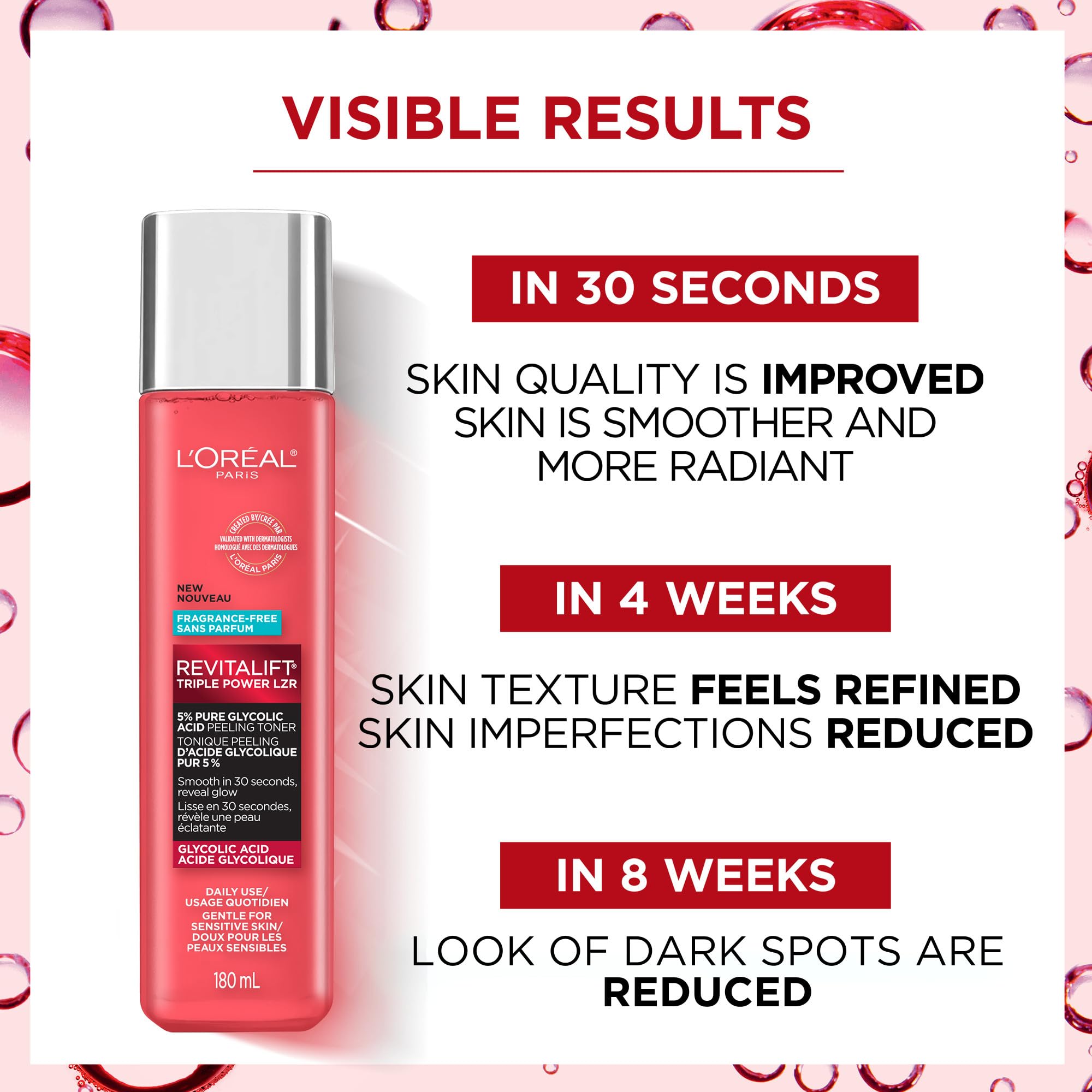 L'Oreal Paris Revitalift 5% Glycolic Toner with Aloe Vera – Fragrance Free, Alcohol Free, 6 oz
