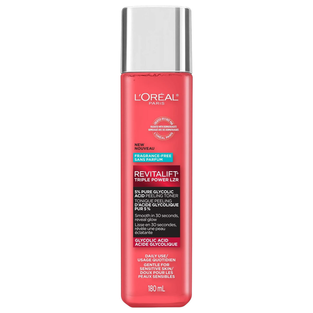 L'Oreal Paris Revitalift 5% Glycolic Toner with Aloe Vera – Fragrance Free, Alcohol Free, 6 oz
