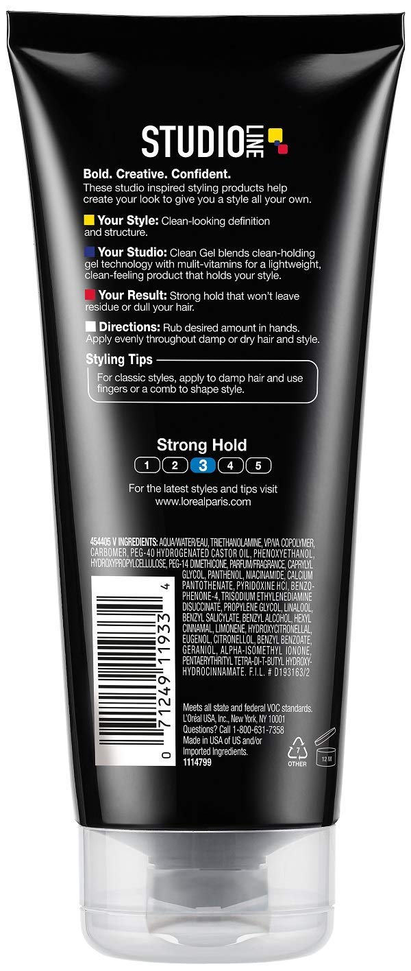 L'Oreal Paris Studio Line Strong Hold Clean Gel – 3-Pack, 6.8 fl oz
