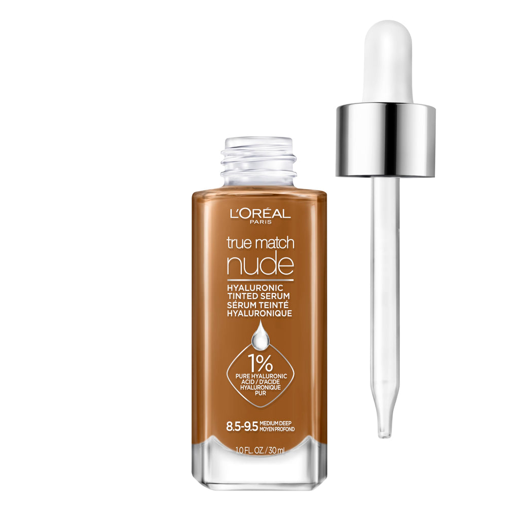 L'Oreal Paris True Match Nude Hyaluronic Tinted Serum Foundation – Medium Deep 8.5-9.5 | Hydrating Tint