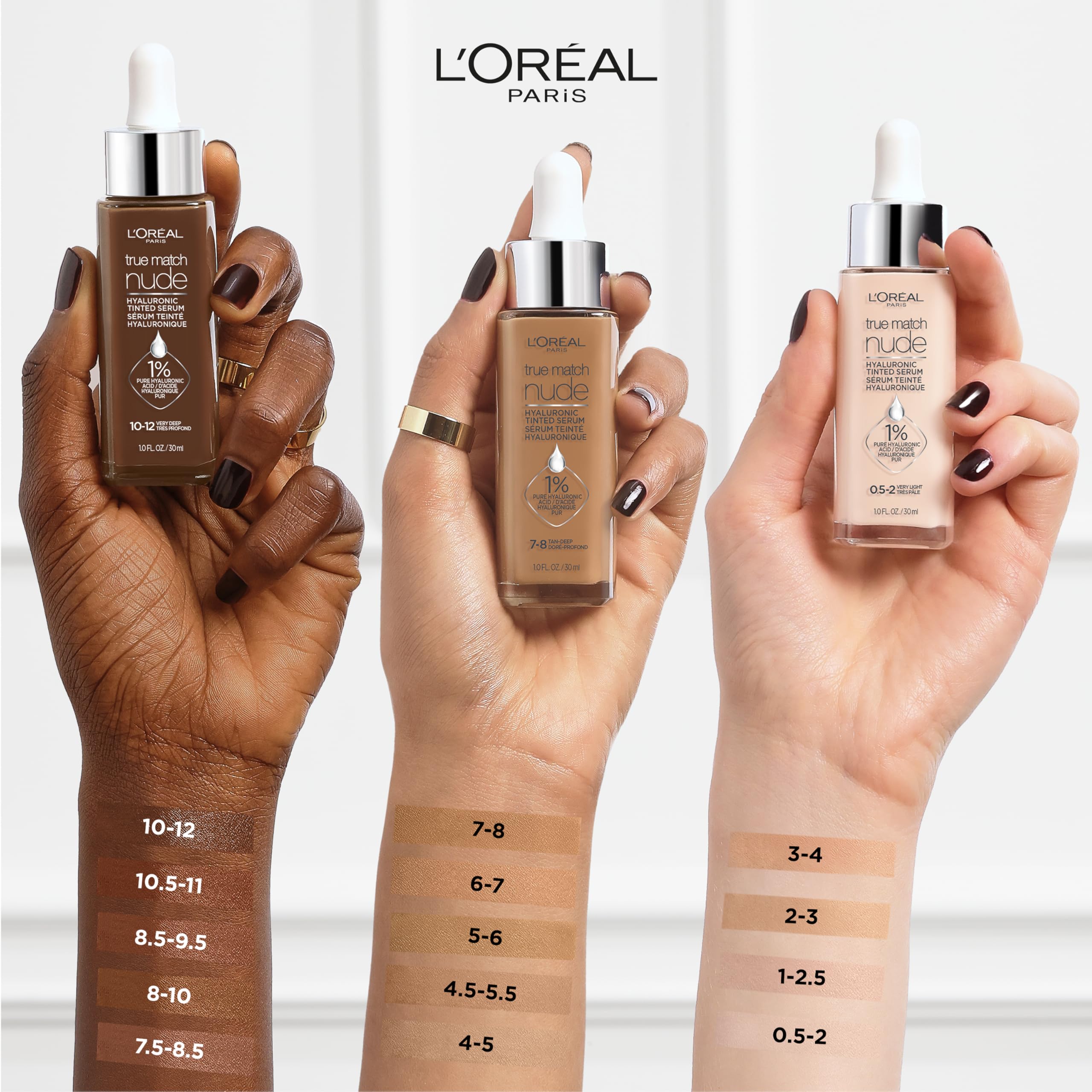L'Oreal Paris True Match Nude Hyaluronic Tinted Serum Foundation – Medium Deep 8.5-9.5 | Hydrating Tint