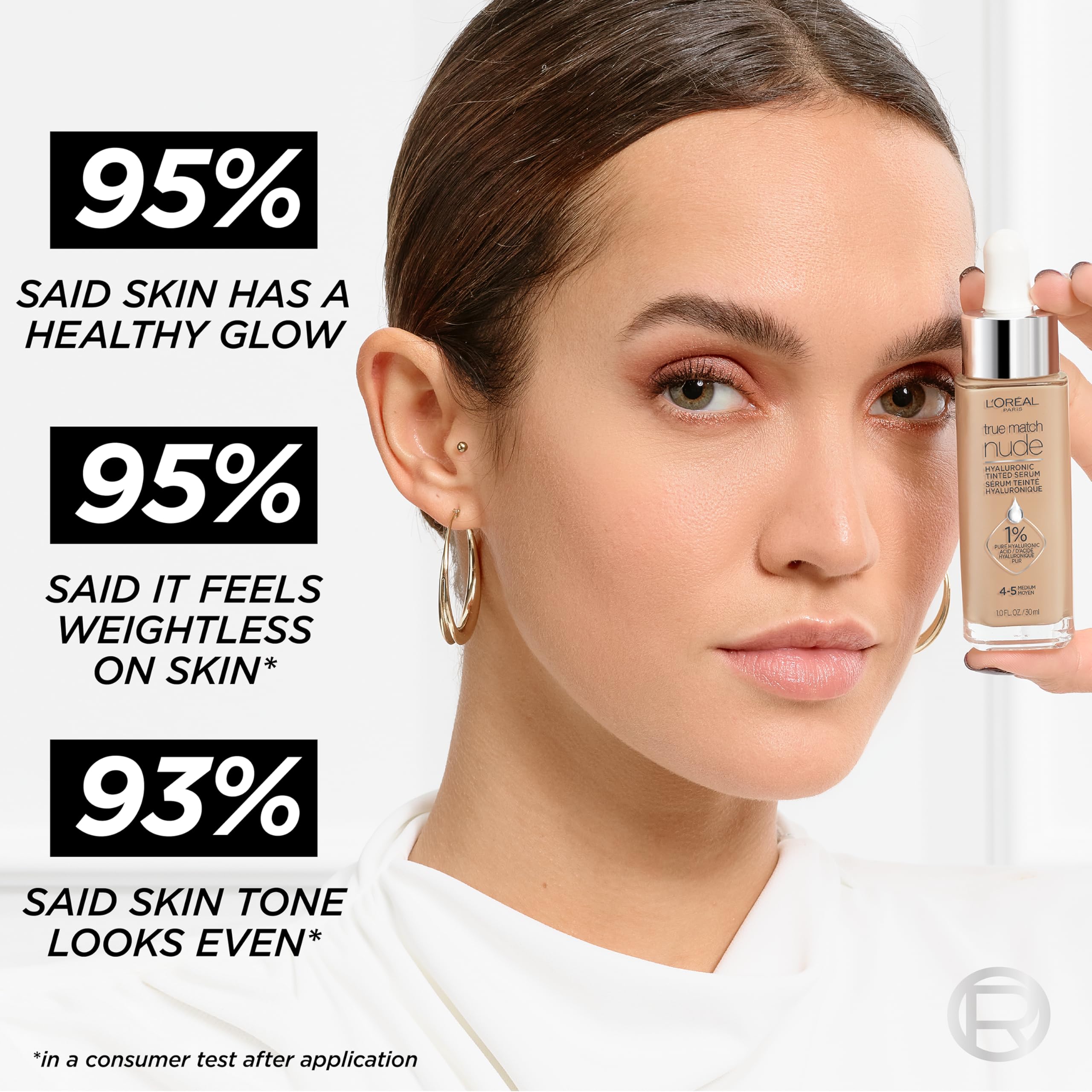 L'Oreal Paris True Match Nude Hyaluronic Tinted Serum Foundation – Medium Deep 8.5-9.5 | Hydrating Tint